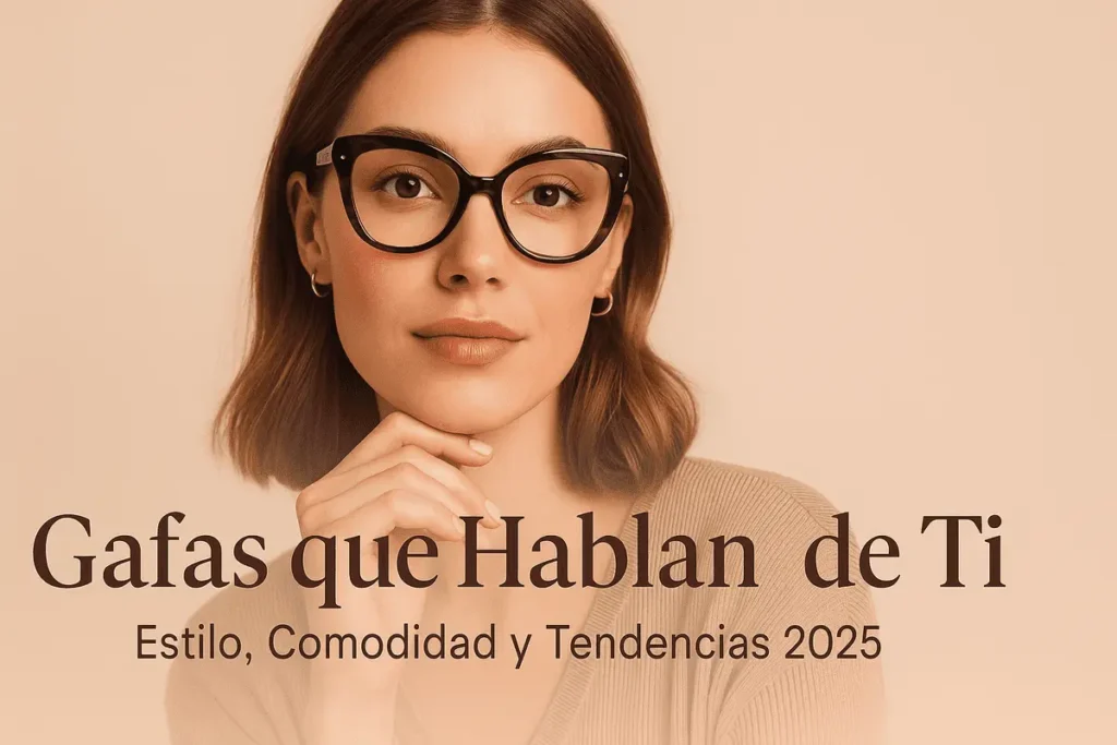 Mujer con monturas de gafas mujer estilo cat-eye, mostrando elegancia y comodidad en las tendencias de 2025.