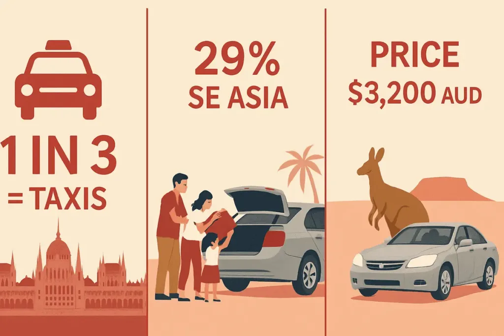 Chevrolet Epica regional comparison infographic | Taxi vs family vs Australia ownership