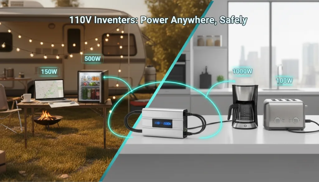 110V inverter powering home appliances and RV devices safely — can I use a 120V appliance on a 110V inverter